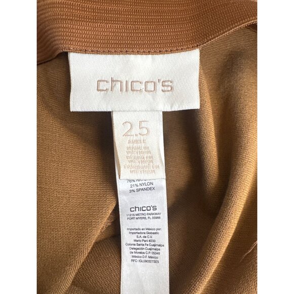 Chicos 2.5 Womens Camel Brown ponte knit Pants Size 14 pockets elastic waist - Picture 3 of 4